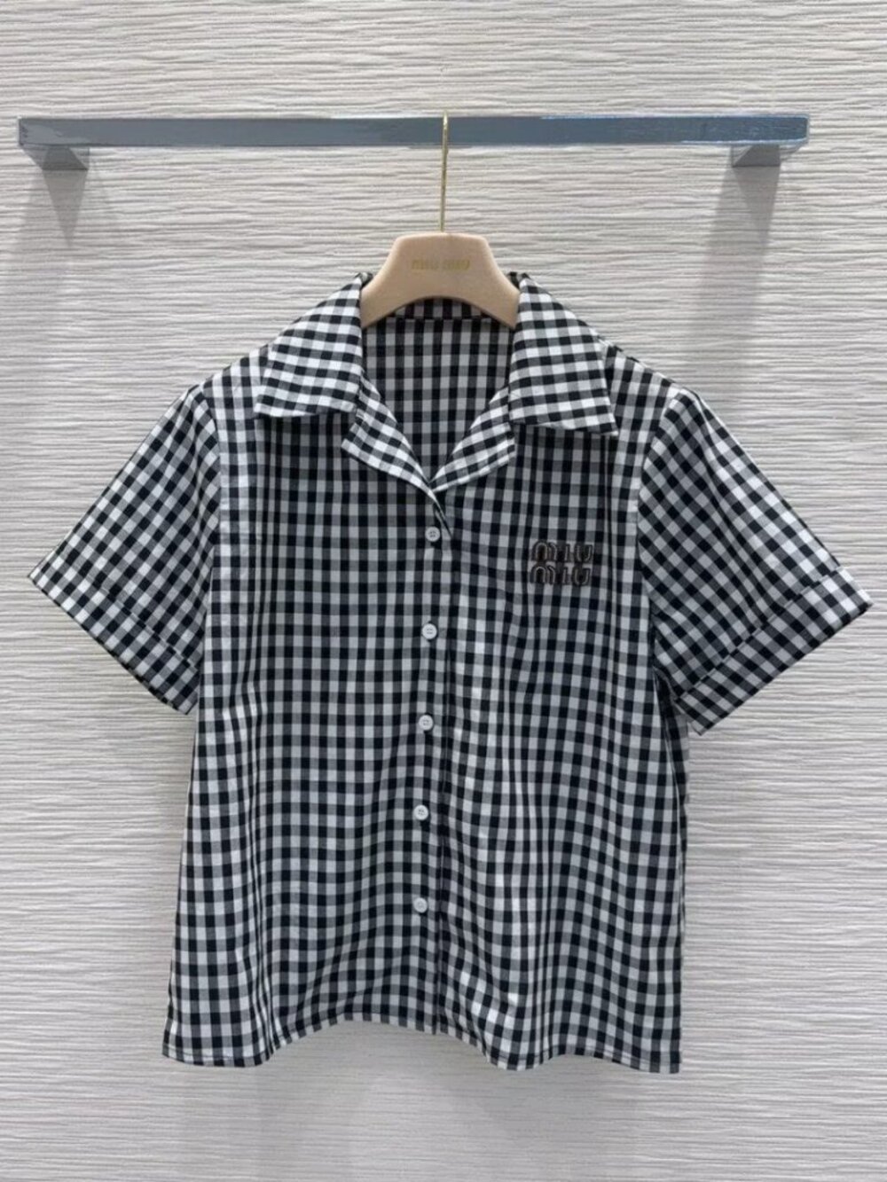 Miu Miu Black and White Gingham Two- Piece Skirt Set - Picture 2 of 9